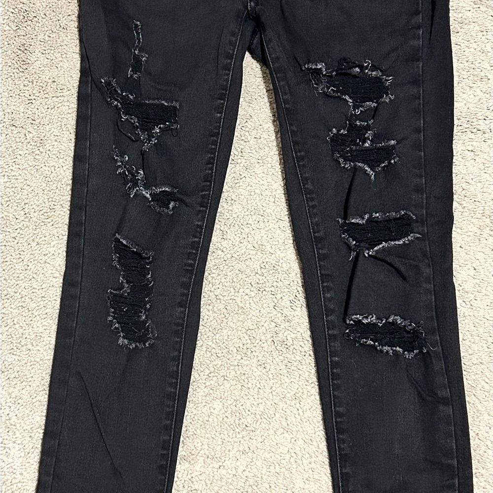 Distressed Black Women's Jeans